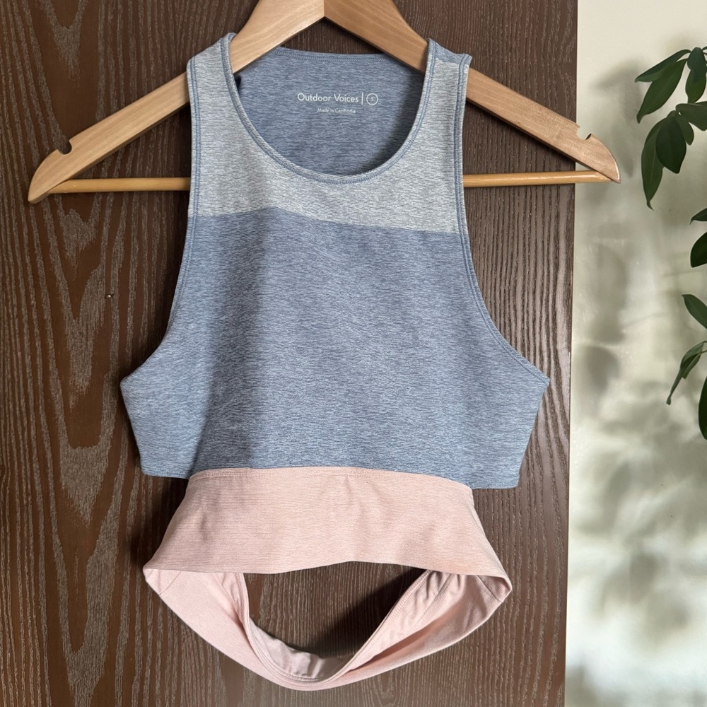 Outdoor Voices Women's Blue and Pink Sports Bra